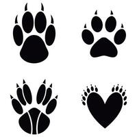 Diverse Collection of Paw Prints Featuring Bears and Other Animals in Black Silhouette Designs Displayed on a White Background vector