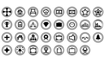 A Collection of Circular Black and White Iconography Representing Various Concepts and Symbols in a Clean and Minimalist Style vector