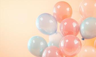 many balloons are in the air on a pink background photo