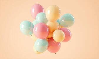 pastel colored balloons on a beige background photo