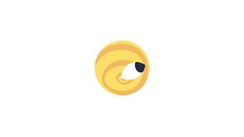 Swirling yellow eye planet looking blinking 2D character animation. Golden spiral surreal sphere. Dreamy universe. Celestial alien animated creature cartoon 4K isolated on white transparent video