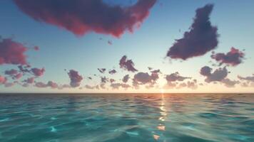 A sunset over the ocean with clouds video