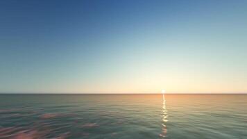 A 3d rendering of the sun setting over the ocean video