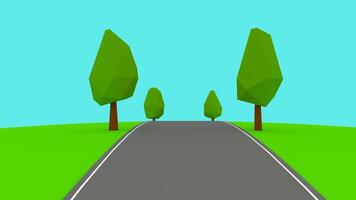 A low polygonal image of a road with trees video