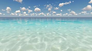 A clear blue ocean with white clouds video