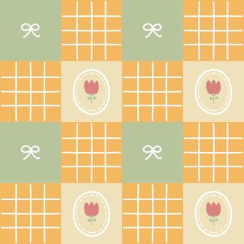 sin costura mínimo flor y cinta repetir modelo en amarillo y verde color antecedentes vector