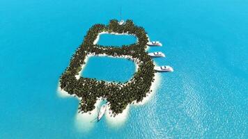 A bitcoin island in the middle of the ocean video