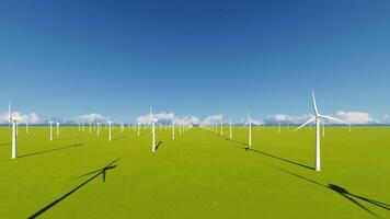 An image of wind turbines in a green field video