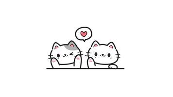 Two cats waving hand cartoon 2d animation, Kitty waving paw, Cute cat bye on white background, Concept for End of Animation, Goodbye, Welcome video