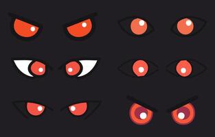 Scary Red Eyes Illustration on Dark Black Background vector