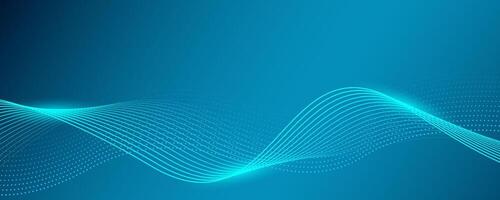 Dark blue background future technology concept.Abstract dynamic line wave flowing particle. Suitable for banner, poster, cover, brochure, flyer, website vector