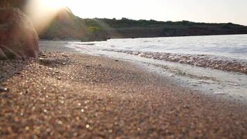Remote sand beach paradise, reveal dolly slow motion video