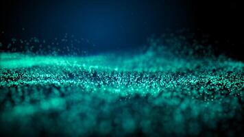 Abstract background of green dots or particles on black background photo