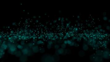 Abstract background of green particles on black background photo