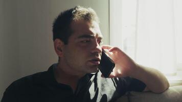 Man is Talking to Cellphone at Home video