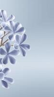 Delicate blue flowers with soft petals are gracefully arranged against a smooth gradient background, creating a serene and calming atmosphere for visual storytelling and design inspiration photo