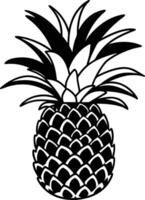 Black and White Pineapple Silhouette vector
