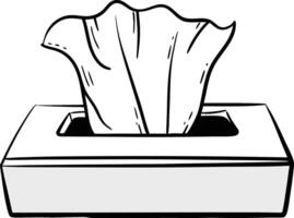 Tissue Box with Tissues Coming Out Black and White Line Art vector