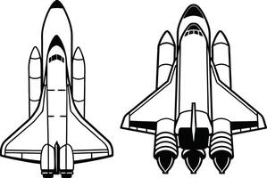 Space Shuttle Silhouettes Overhead and Front Views vector