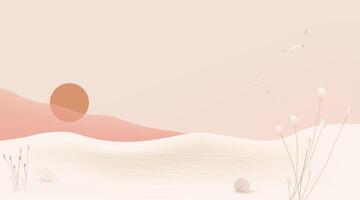 A desert landscape with a sun and a bird. vector