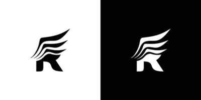 R logo design combined with an abstract and unique wing symbol vector