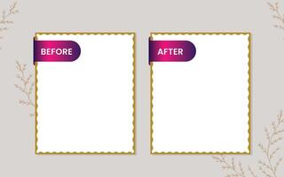 Before After Comparison frames template with gradient labels, vector