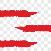 Red Torn Paper Strips Set Isolated for Overlay Design vector