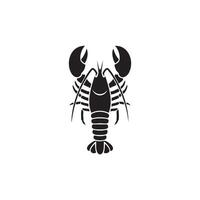 Black silhouette of a crayfish with large claws isolated on white background silhouette vector