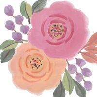 Watercolor floral arrangement with pink and peach roses vector
