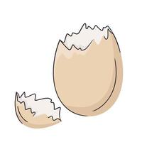 Brown egg shell broken or crack with pieces scattered on the surface, isolated on white background, cut out. Bright and clean design, minimal illustration vector