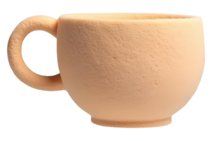 Peach velvet textured mug for beverage. Soft matte kitchenware container png