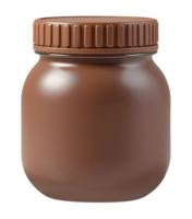 Brown jar with ribbed cap for various spreads, convenient for storage needs png