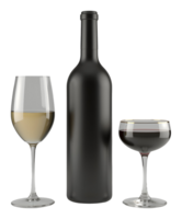 Elegant wine bottle and glass set, perfect beverage drink for enjoyment png