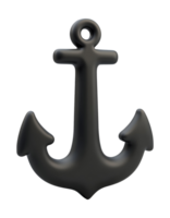 Black anchor symbolizing stability, security, and hope against transparency background png
