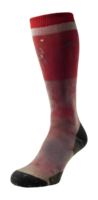 Single red worn athletic sock, embodying resilience from rigorous sport activity png