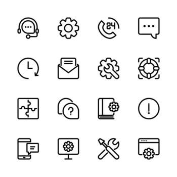 Set of support icons. Help and support icons. Customer service line icons. vector
