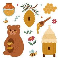 Bear holding honey jar illustration vector