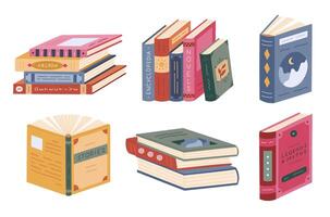Colorful book illustrations and designs vector