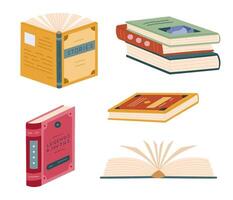 Illustrated books with colorful covers vector