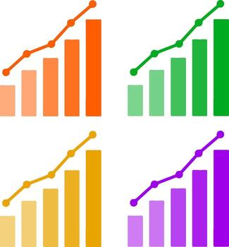 four different colored bar graphs on a white background vector