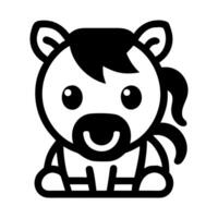 Cute cartoon horse character sitting down with a friendly smile and stylized mane and tail vector