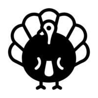Simple Stylized Black Silhouette of a Turkey Bird with Fanned Tail Feathers for Thanksgiving Celebration vector