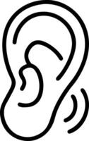 An ear icon with a line drawing of a person vector