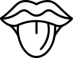 A black and white drawing of a tongue vector