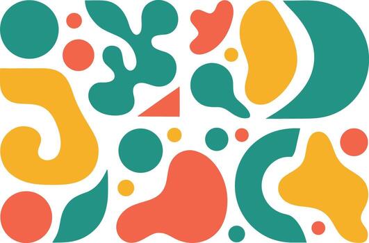 resumen orgánico formas y círculos en un retro memphis estilo modelo diseño vibrante colores y juguetón estético vector