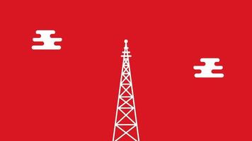 A lone broadcast tower transmits signals against a bold red background, symbolizing powerful communication and strong connectivity video