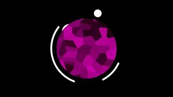 Animated purple particles form a dynamic geometric shape, suggesting data transformation, signal generation, or digital structural animation video