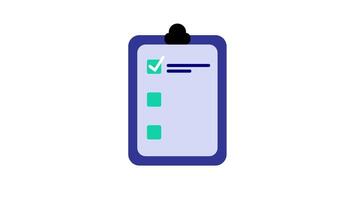 An animated clipboard with a checklist ticks off tasks, ideal for organizational, task-tracking, or goal-setting media and app interfaces video
