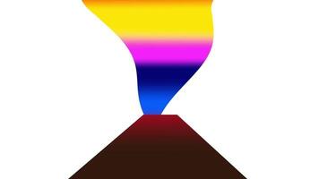 Magma flows in a vivid red to blue gradient down a volcano's cone, creating a surreal and vibrant depiction of thermal geological transition video