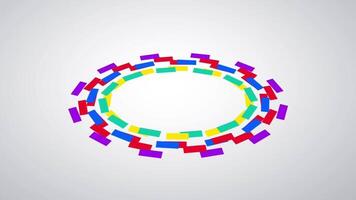 Colorful rectangular blocks form a continuous loop, illustrating data cycles, digital continuity, or connected systems in animated environments video